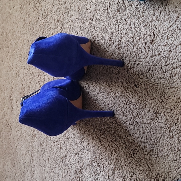 Royal Blue Suede Ankle Boots - Picture 3 of 3